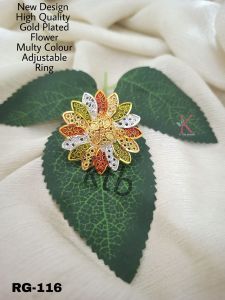 Multicolor flower adjustable ring