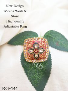 Premium stone meenakari adjustable ring
