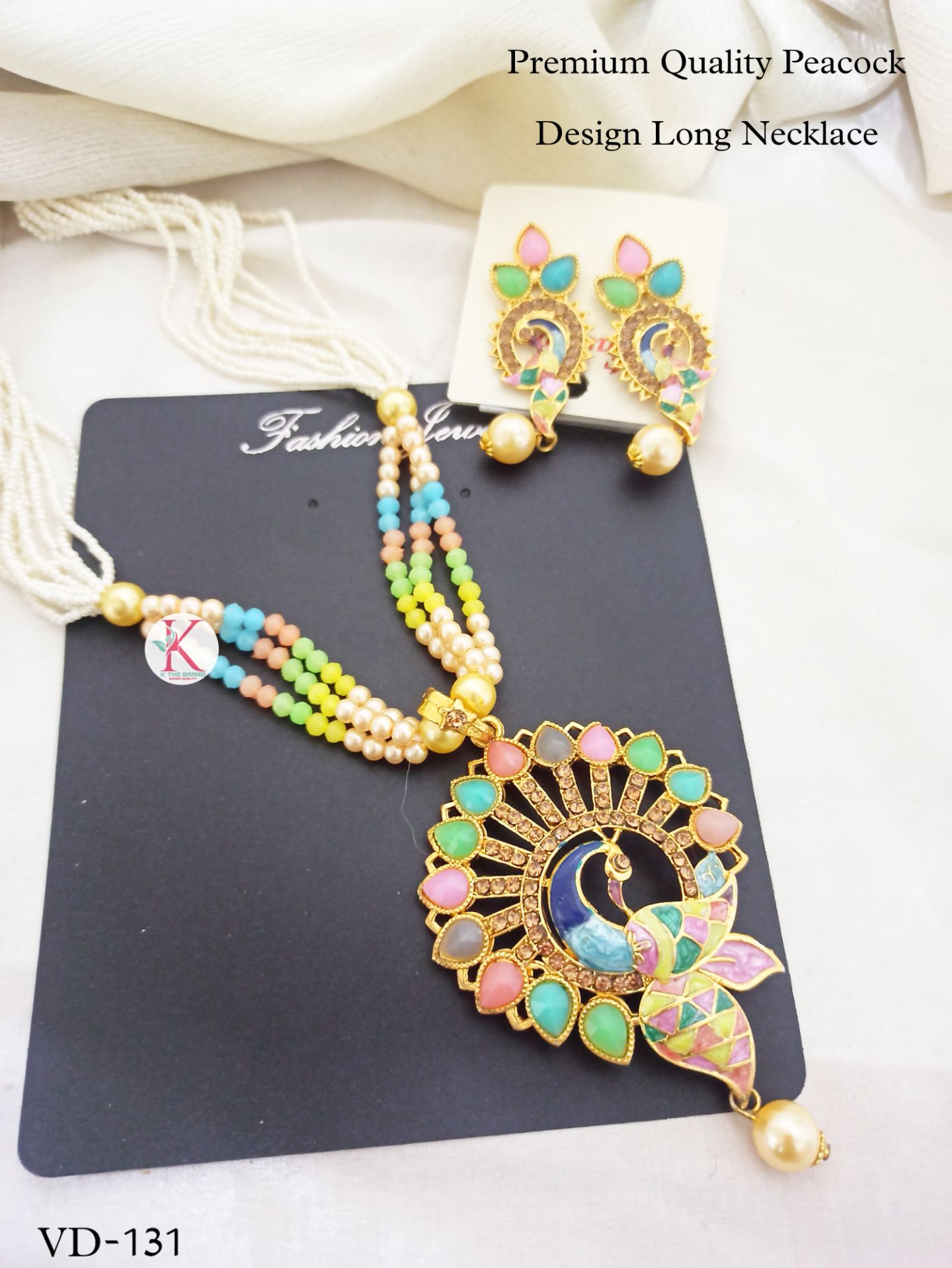 Premium quality peacock design long necklace