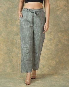 Gray solid cotton samray pant