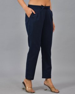 Navy blue cotton trouser