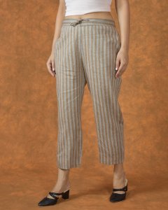 Gray-beige stripes cotton pant