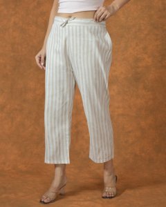 White-beige stripes cotton pant