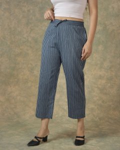 Navyblue-white cotton stripes pant