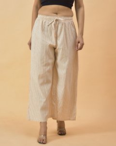 Beige stripes cotton culottes