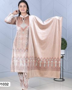 Velvet kurti set with shawl