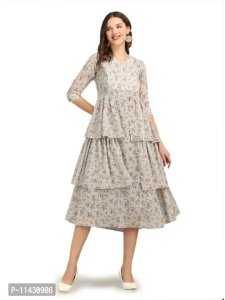 Georgette long flare dress